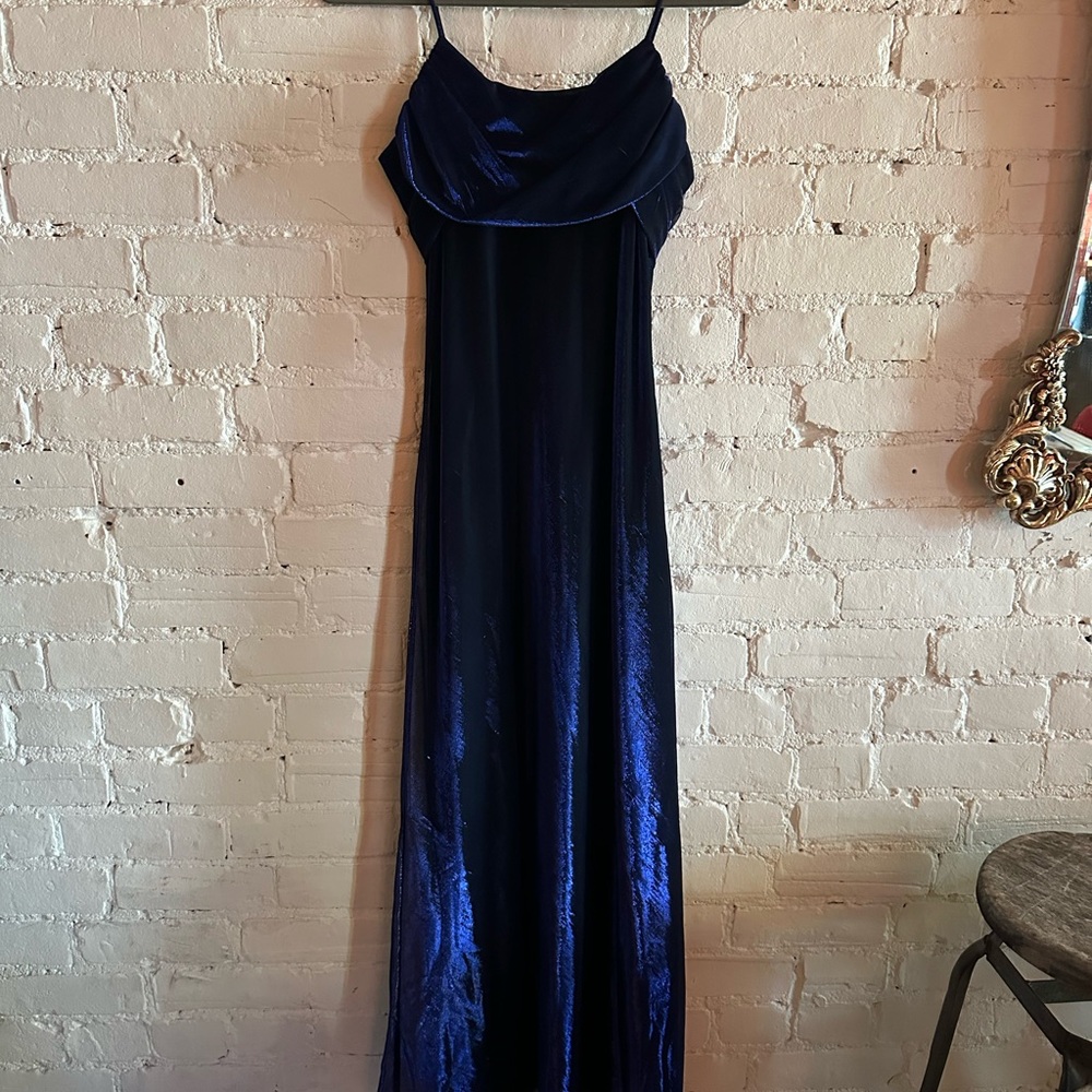 Jessica Navy Blue Velvet Prom Dress